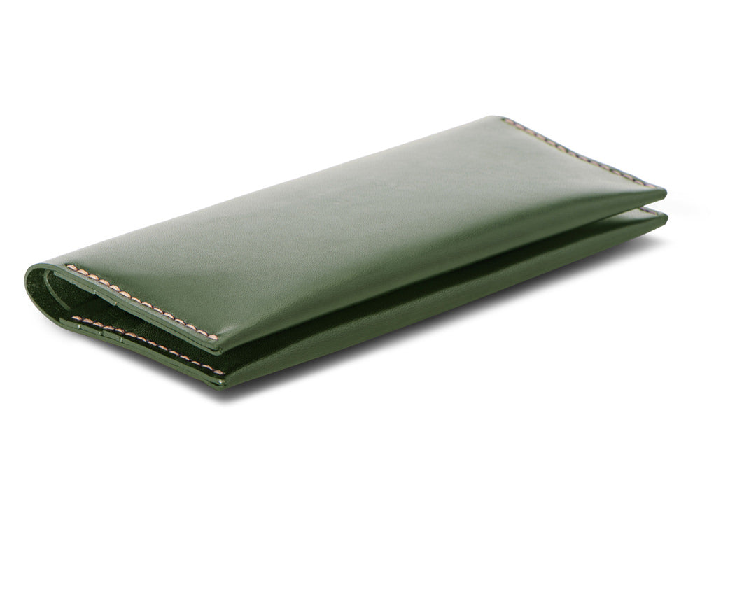 scratch resistant horween green leather wallet