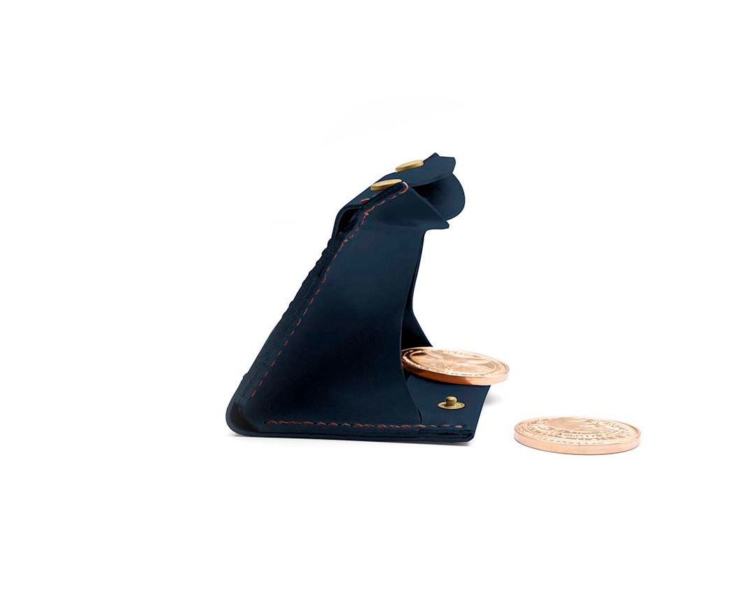 navy leather coin pouch