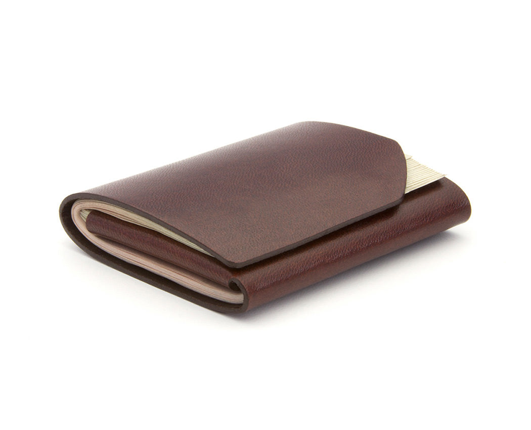 red-brown leather cash wallet