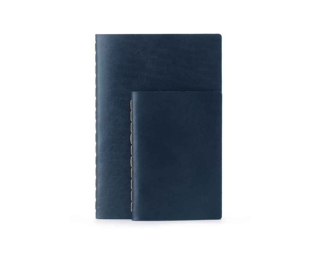navy blue leather journal set
