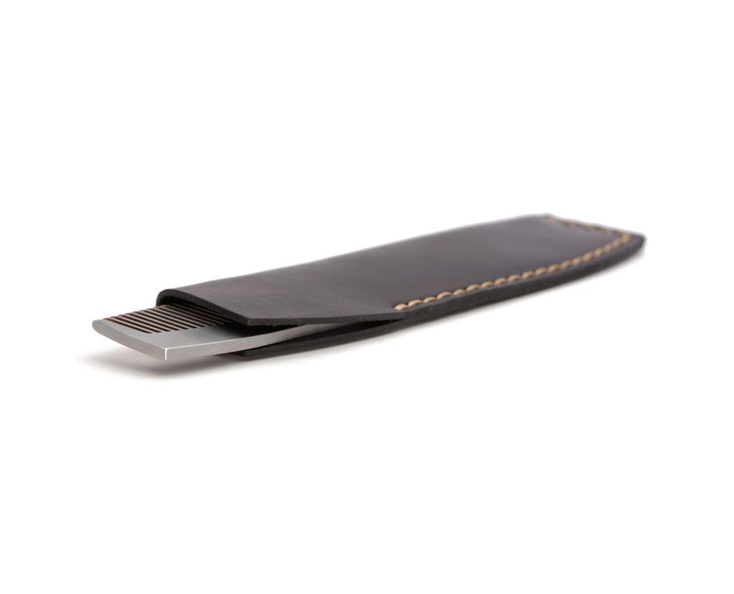black leather pocket comb carrying case