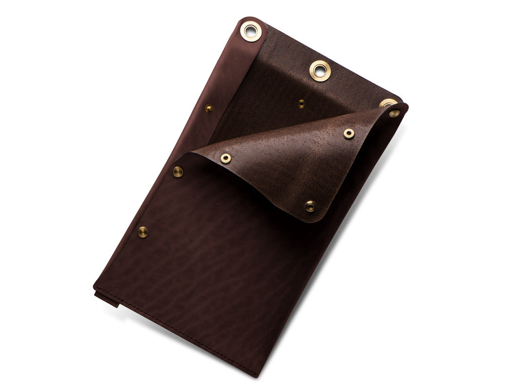 dark brown leather dopp kit