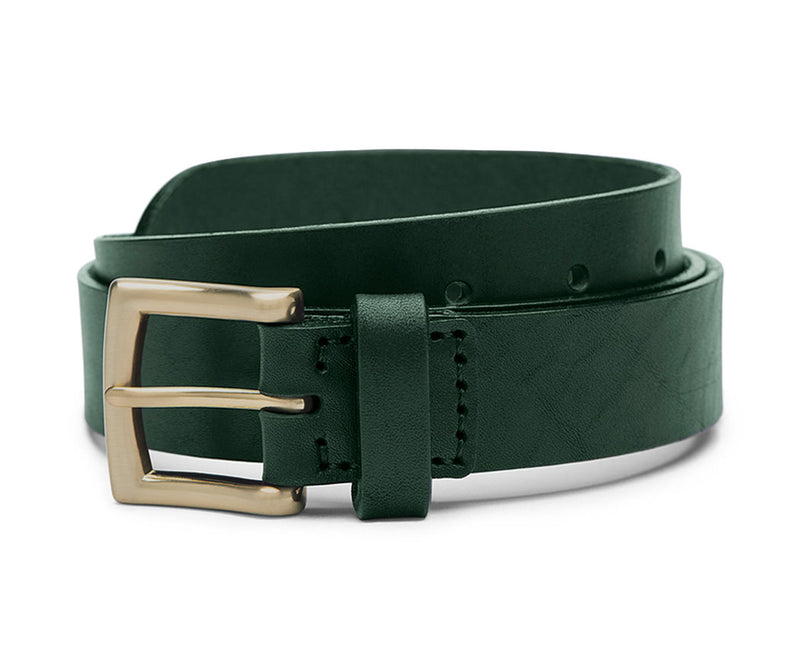 mens 30 mm green leather belt