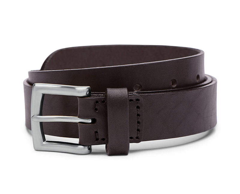 30 mm brown full grain leather belt with nickel buckle