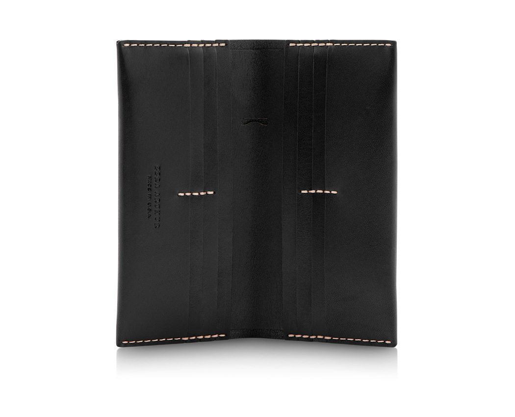 12 pocket black leather wallet