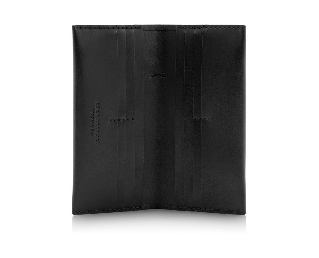 multi-pocket large black leather wallet