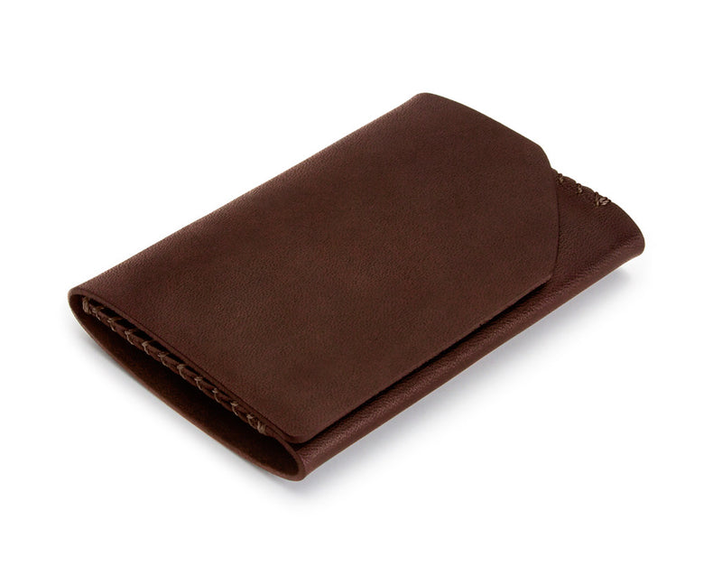 compact red-brown folding wallet