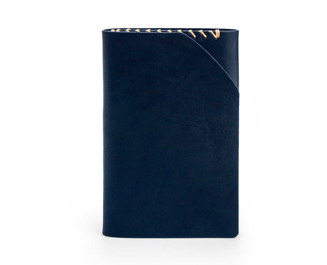 navy folding wallet with contrasting top stitch