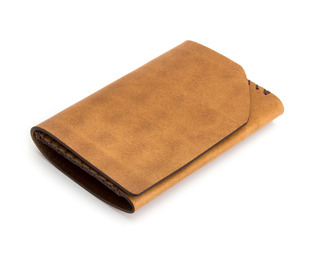 light brown folding compact wallet