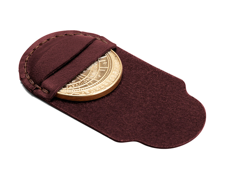 red leather decision coin pouch