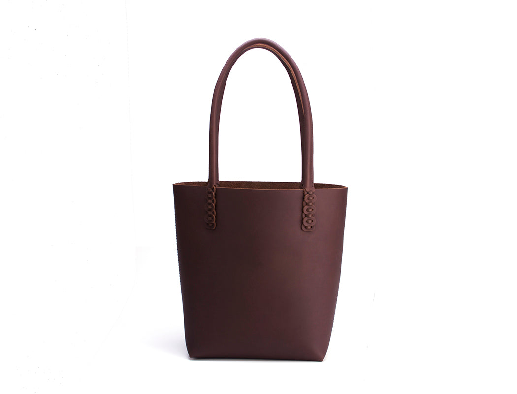 handcrafted brown leather tote bag
