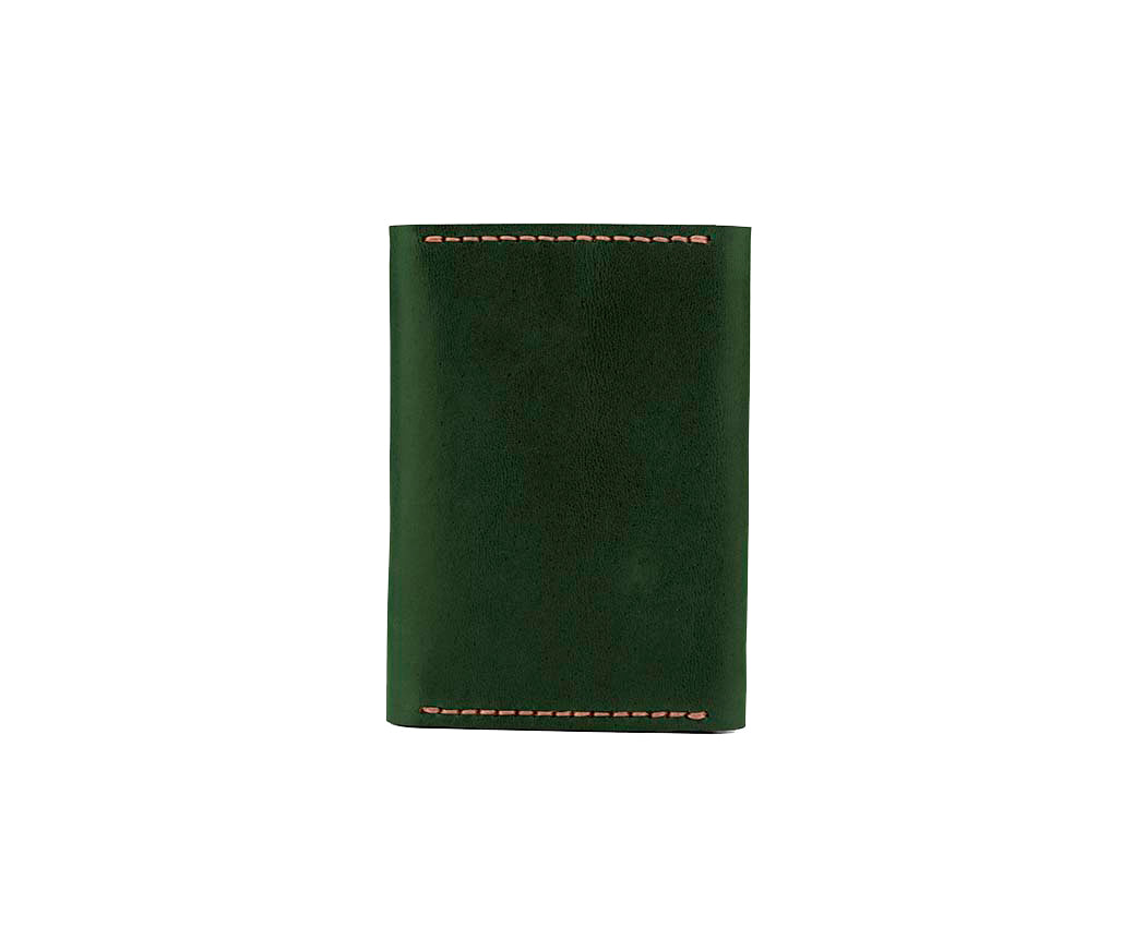 green leather combination wallet