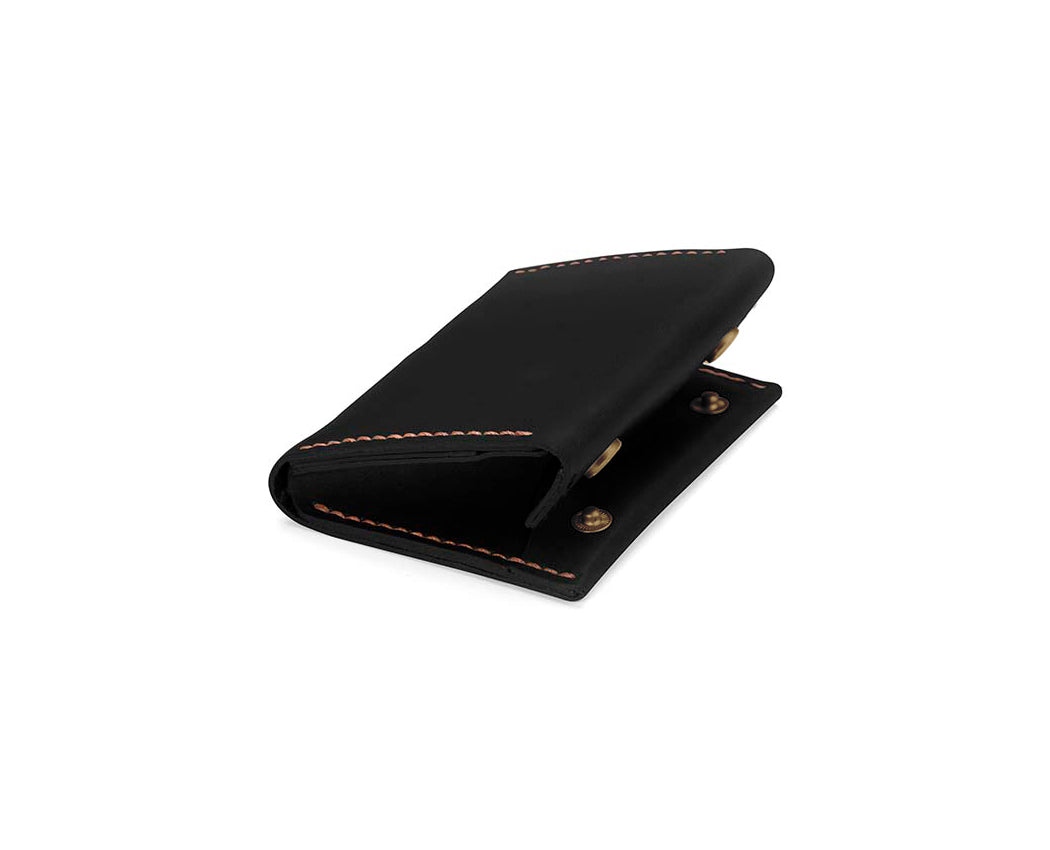 black leather snap wallet