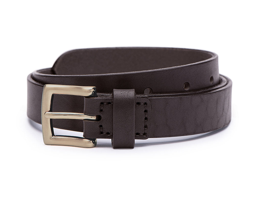mens 25mm brown leather belt with brass buckle