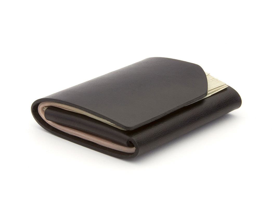 black leather cash fold wallet