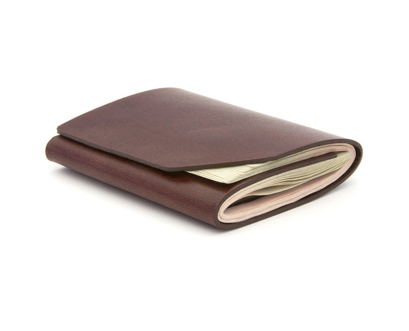 reddish brown leather cash fold wallet