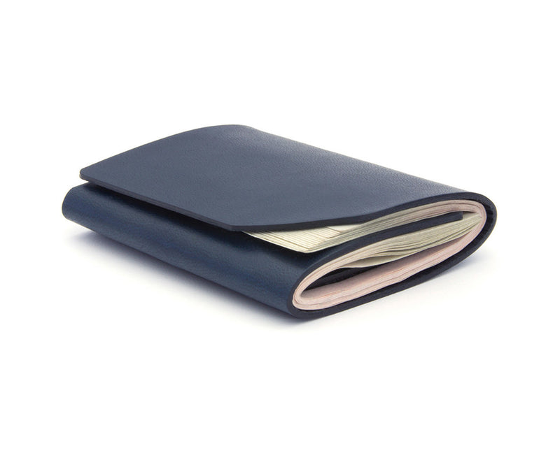 navy leather cash fold wallet