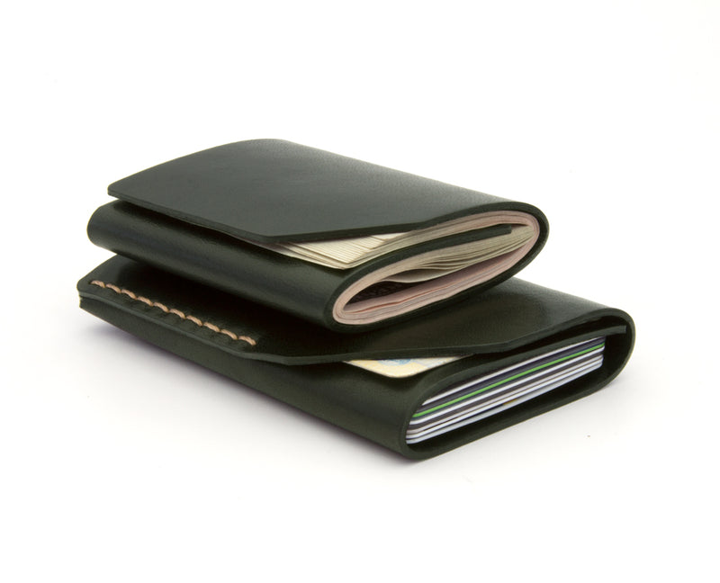 2 green leather wallets