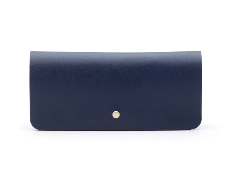 navy blue leather optical case