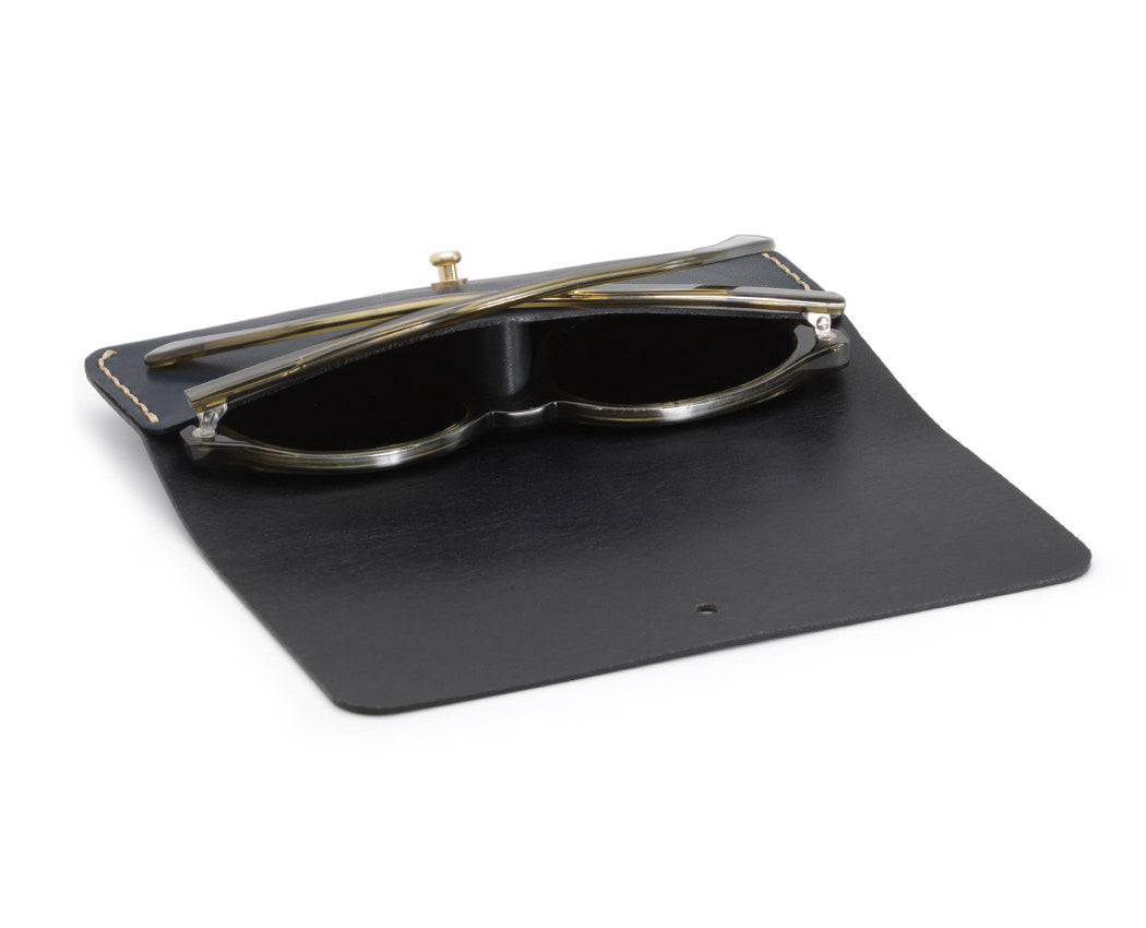 black leather eyewear soft case
