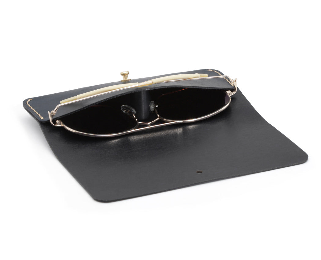 black leather sunglasses case