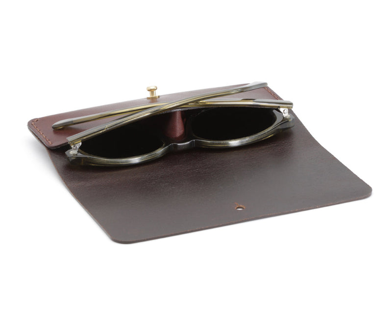 brown leather sunglass case