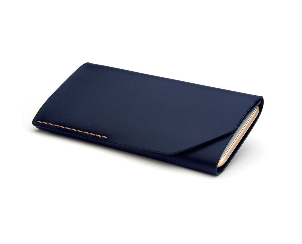 navy blue leather iphone wallet