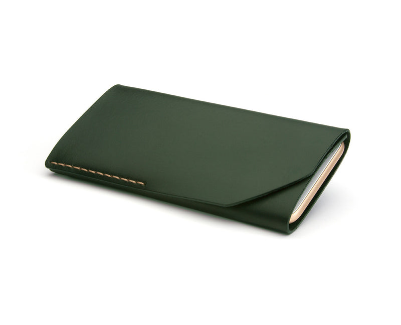 green leather iphone wallet