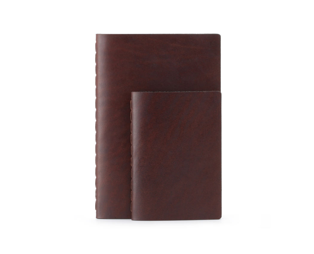 brown full-grain leather notebooks