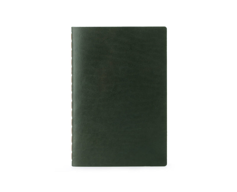 green full-grain leather notebook