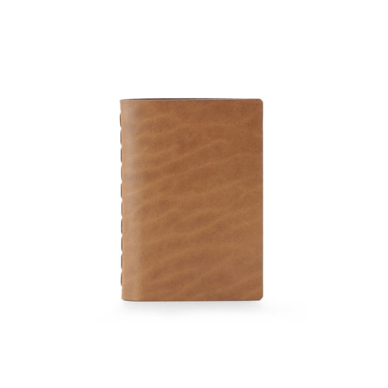 small light brown leather notebook