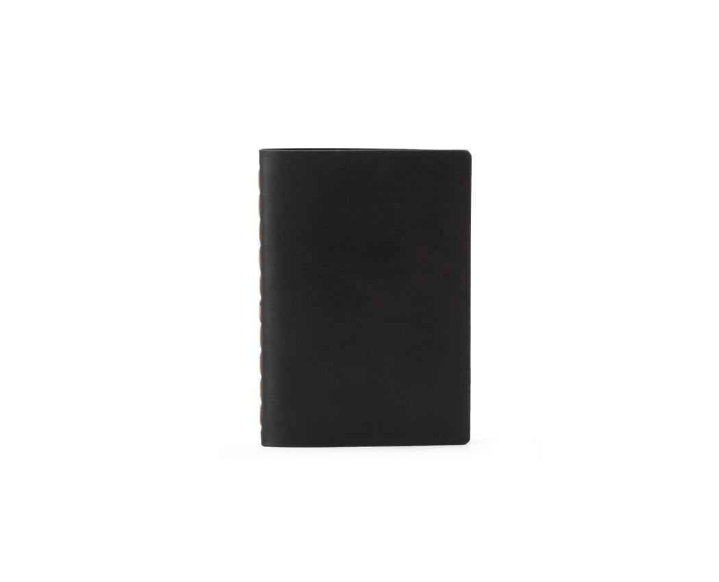 black leather portable notebook