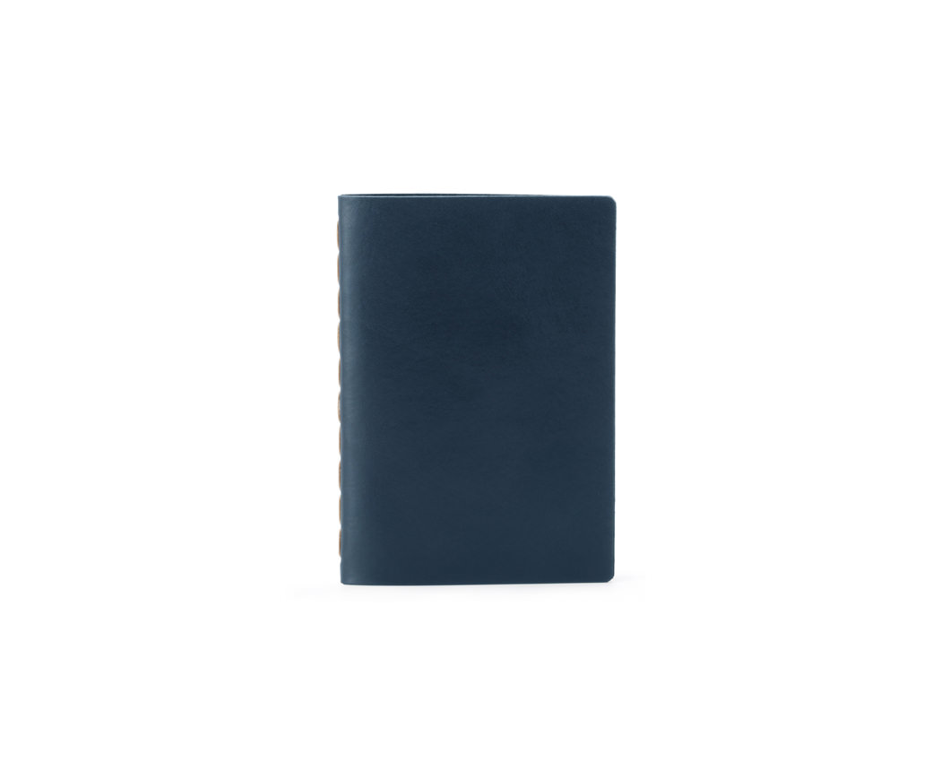 navy blue small leather notebook