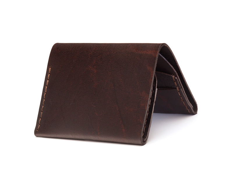 dark brown leather bifold wallet