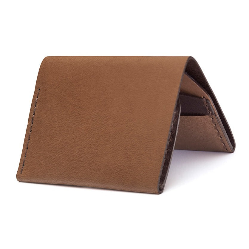 light brown leather bifold wallet