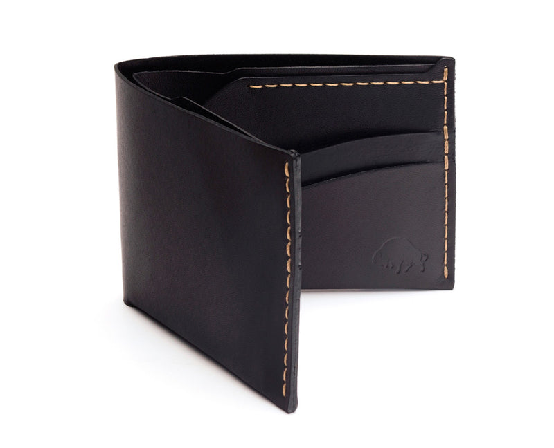 black contrast stitch bifold wallet