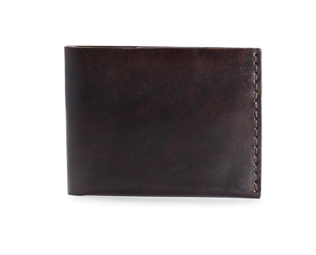 brown handstitched leather wallet