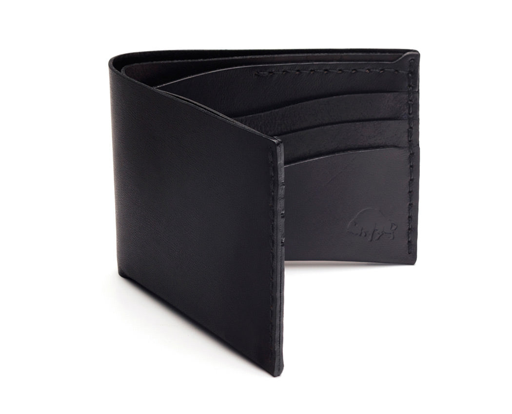 black interlocking folding wallet