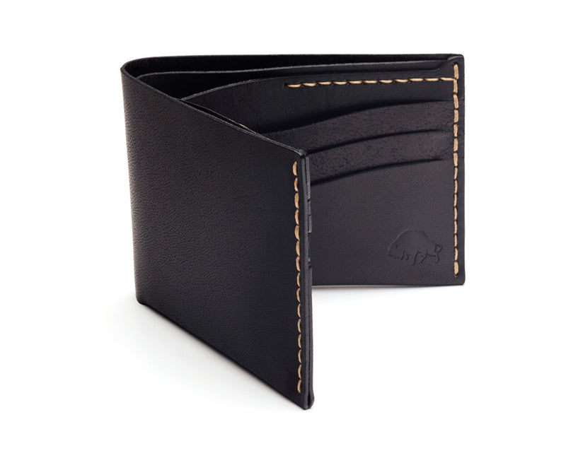 large black leather folding wallet