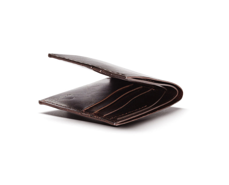 handstitched brown leather 2 fold wallet