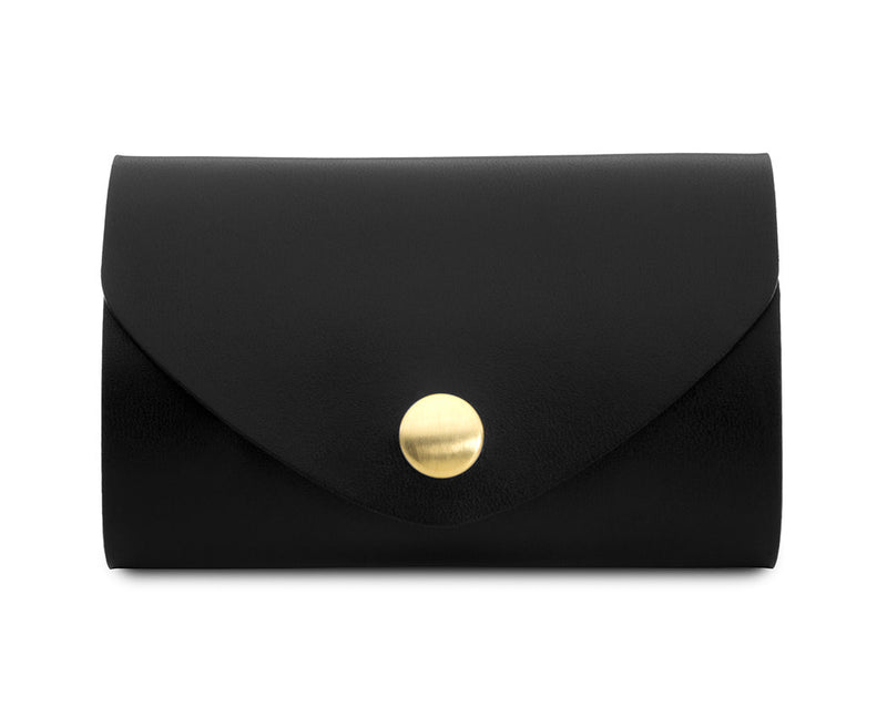 black leather snap pouch