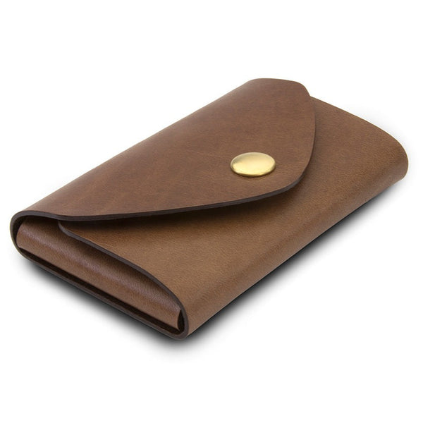 Medium brown leather card carrying case