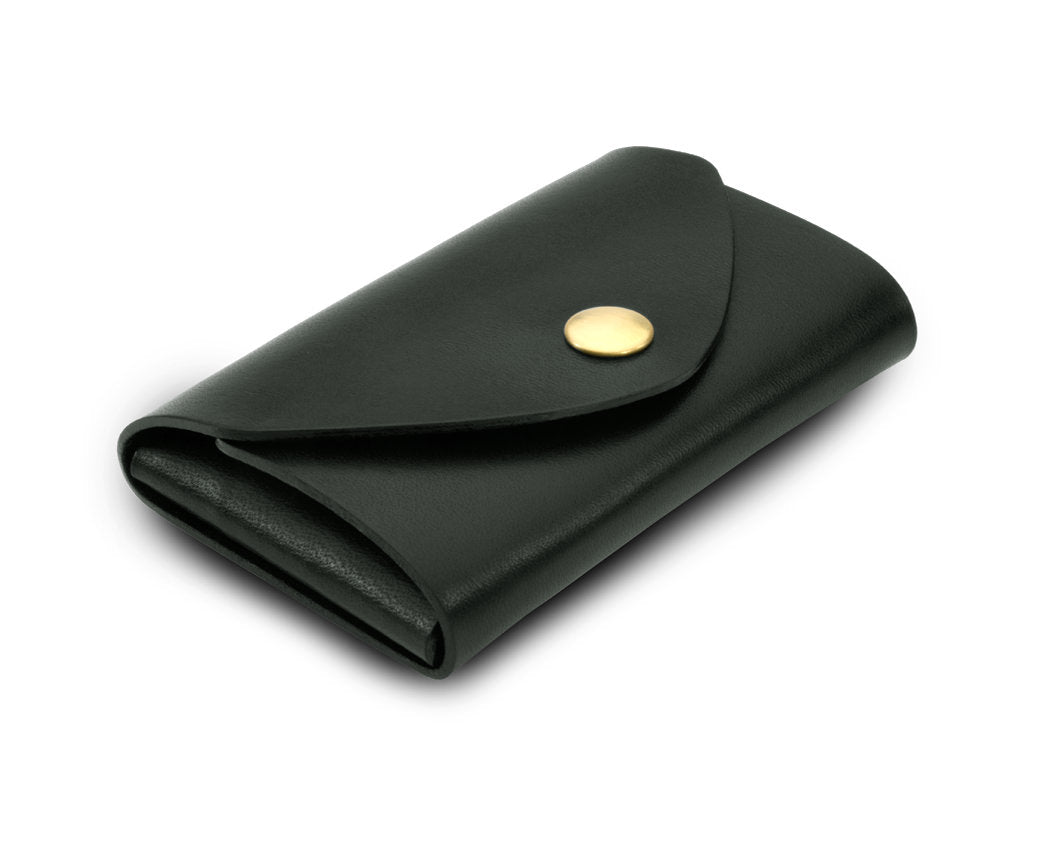 green leather business card carrying case